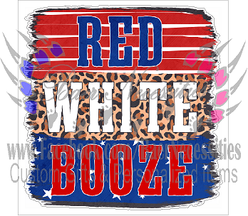 Red White Booze Leopard - Tumbler Decal