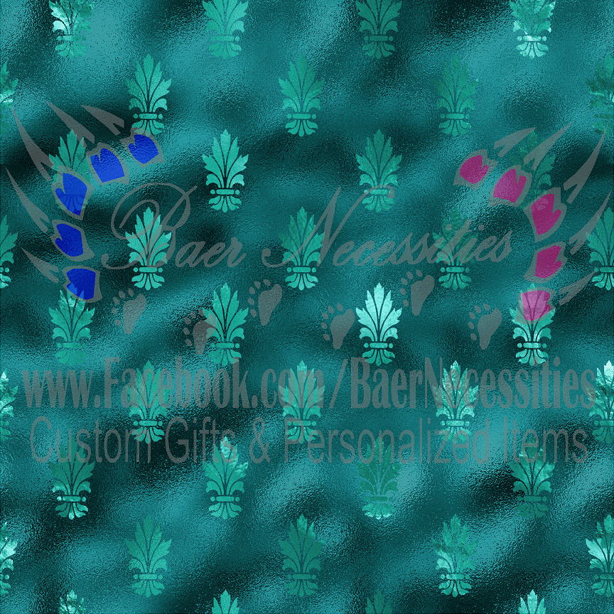 Teal Silver Floral 02 - Adhesive