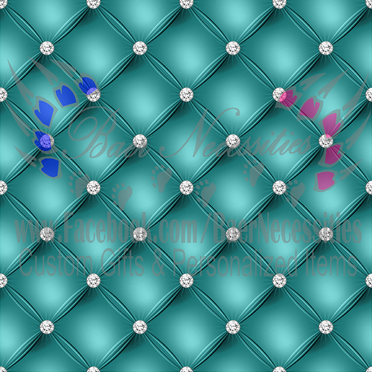 Teal Silver Floral 07 - Adhesive