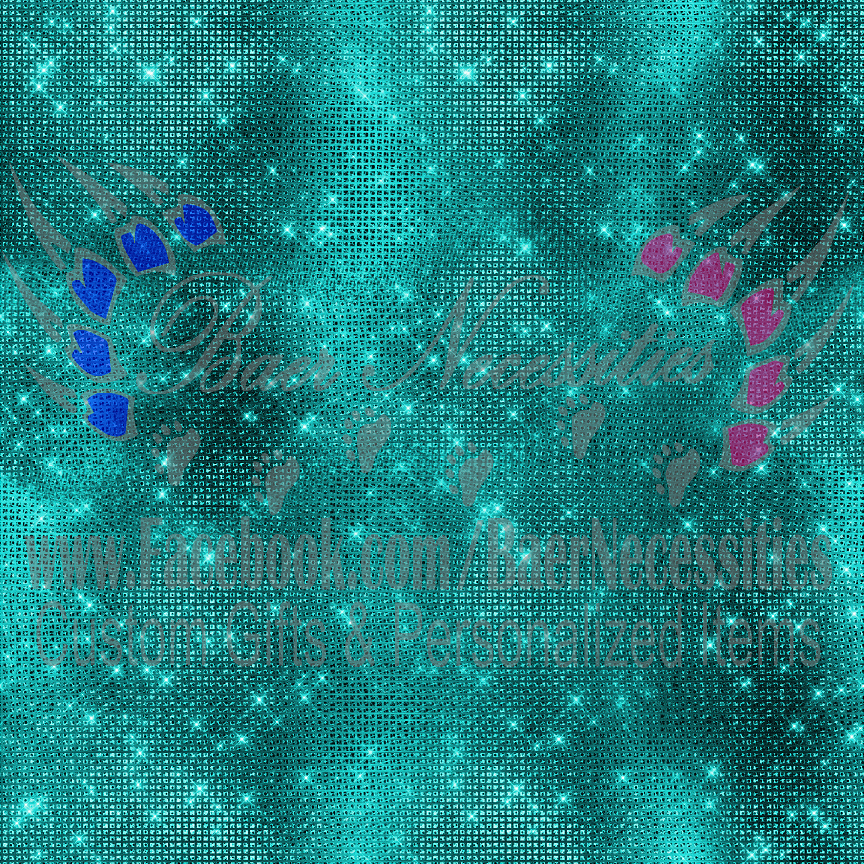 Teal Silver Floral 14 - Adhesive